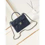 Chanel AS4711  Kelly Bag Calfskin gold tone metal Navy Blue
