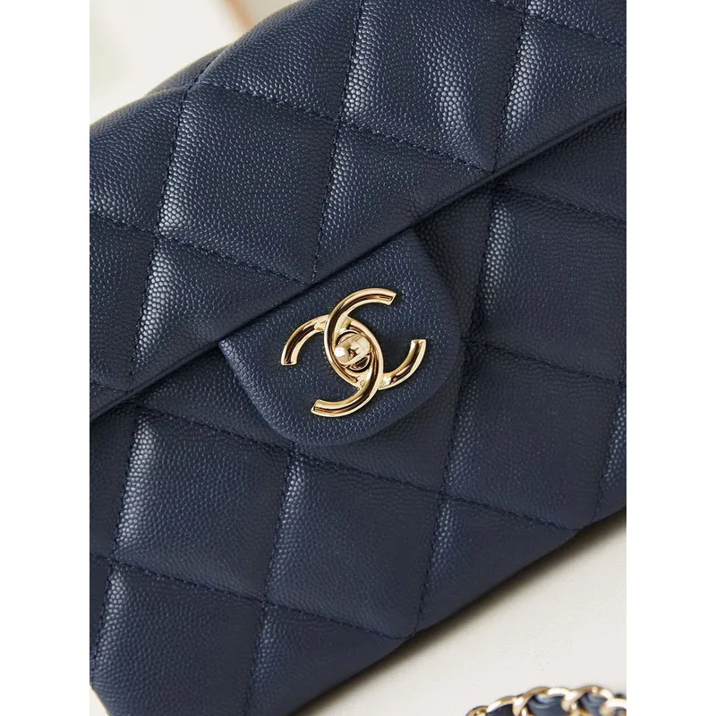 Chanel AS4711  Kelly Bag Calfskin gold tone metal Navy Blue