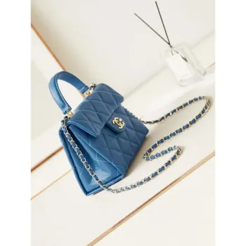 Chanel AS4711  Kelly Bag Calfskin gold tone metal Blue