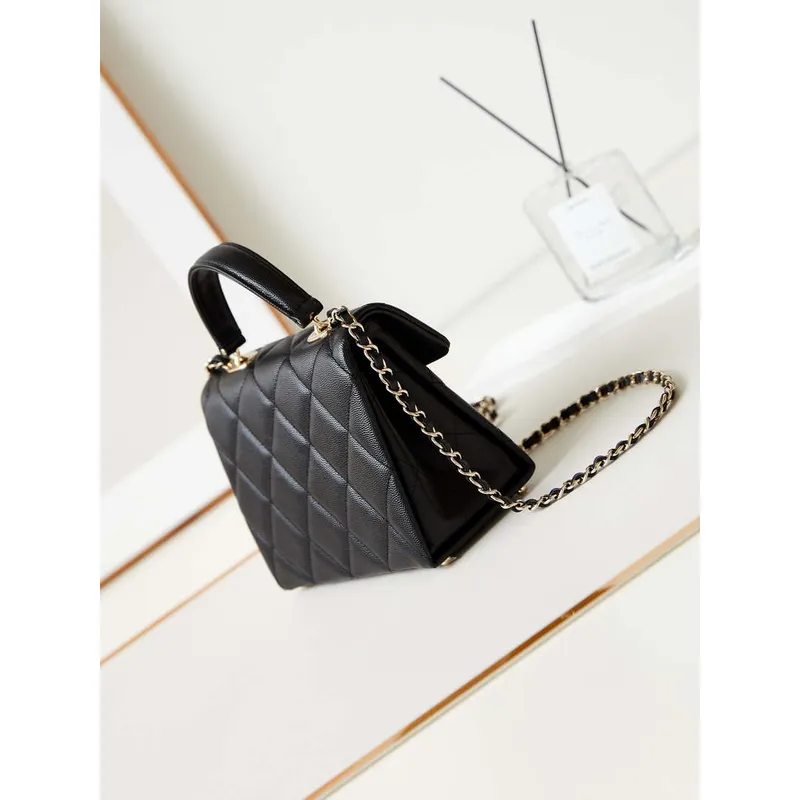 Chanel AS4711  Kelly Bag Calfskin gold tone metal Black