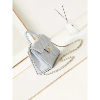 Chanel AS4711  Kelly Bag Calfskin gold tone metal Light Blue