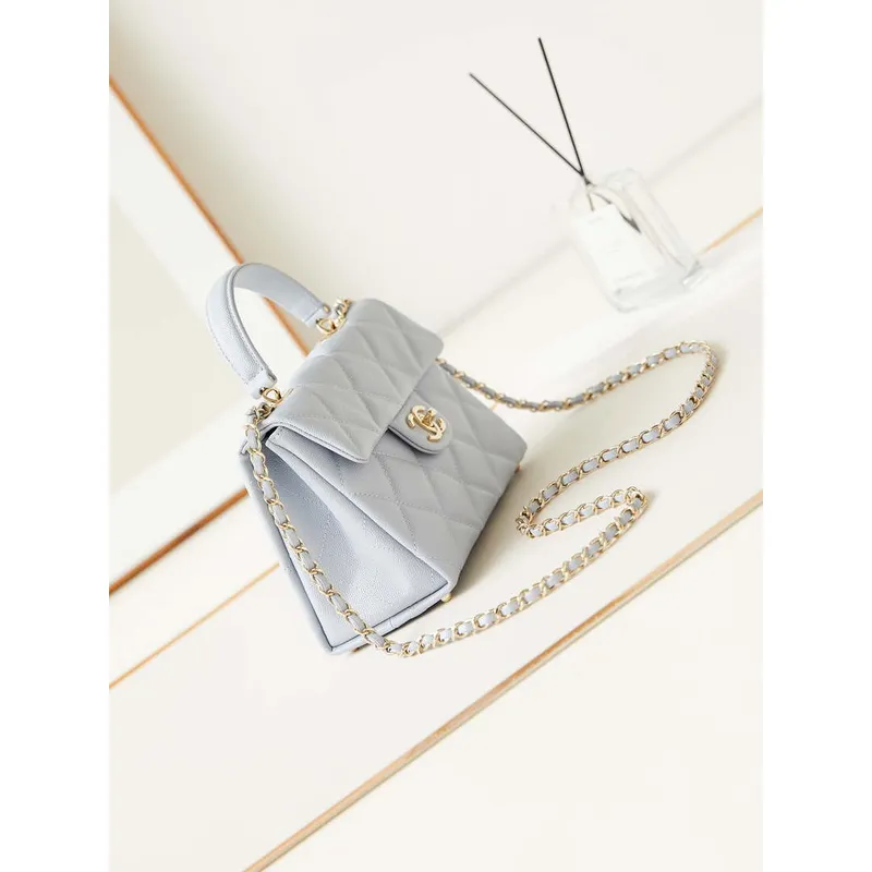 Chanel AS4711  Kelly Bag Calfskin gold tone metal Light Blue