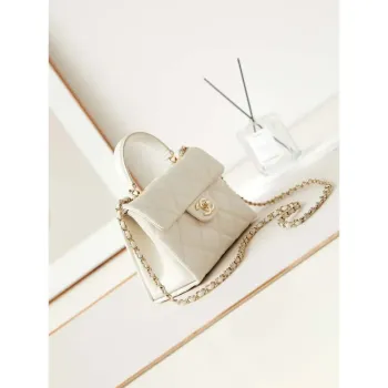 Chanel AS4711  Kelly Bag Calfskin gold tone metal White