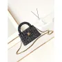Chanel AS4416 Mini Shopping Bag Cotton Tweed & Gold Tone Metal Black and White