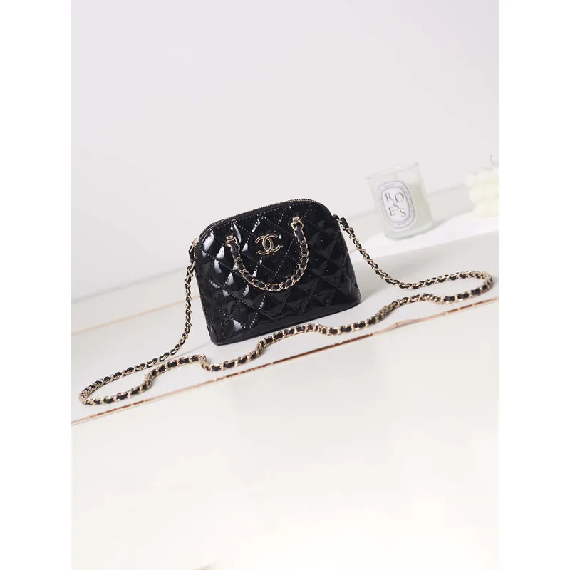 Chanel AP3345 Shell bag Patent Calfskin Black