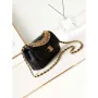 Chanel AS4595 MINI FLAP BAG Metallic Calfskin Diamante & Gold Tone Metal Black
