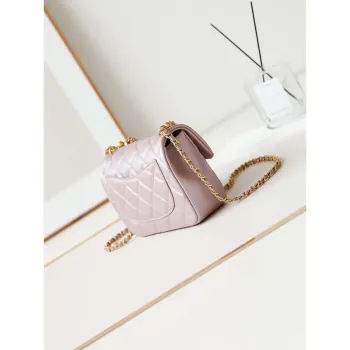 Chanel AS4384 Mini Flap Bag Pearly Lambskin Imitation Pearls & Gold Tone Metal Pink