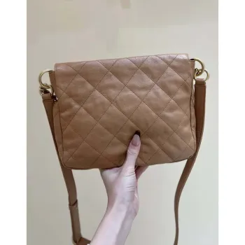 Chanel A99335 Hobo Bag Lambskin & Gold Tone Metal Brown