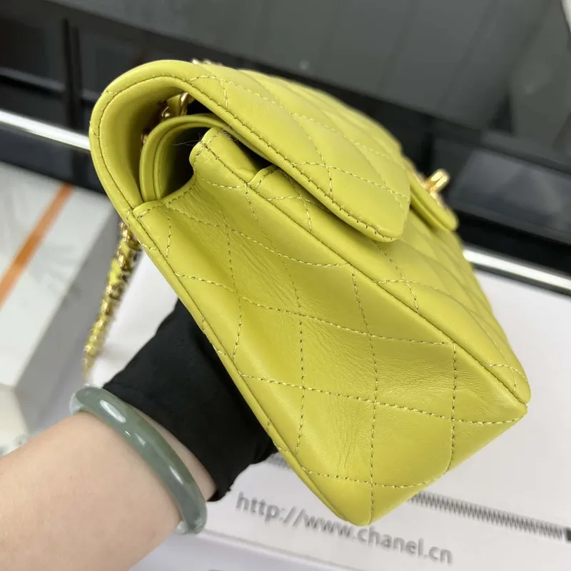 Chanel A01117 Flap Handbag Classic Bag Lemon Yellow Lambskin