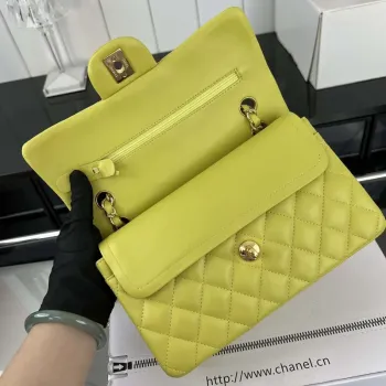 Chanel A01117 Flap Handbag Classic Bag Lemon Yellow Lambskin