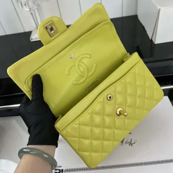 Chanel A01117 Flap Handbag Classic Bag Lemon Yellow Lambskin