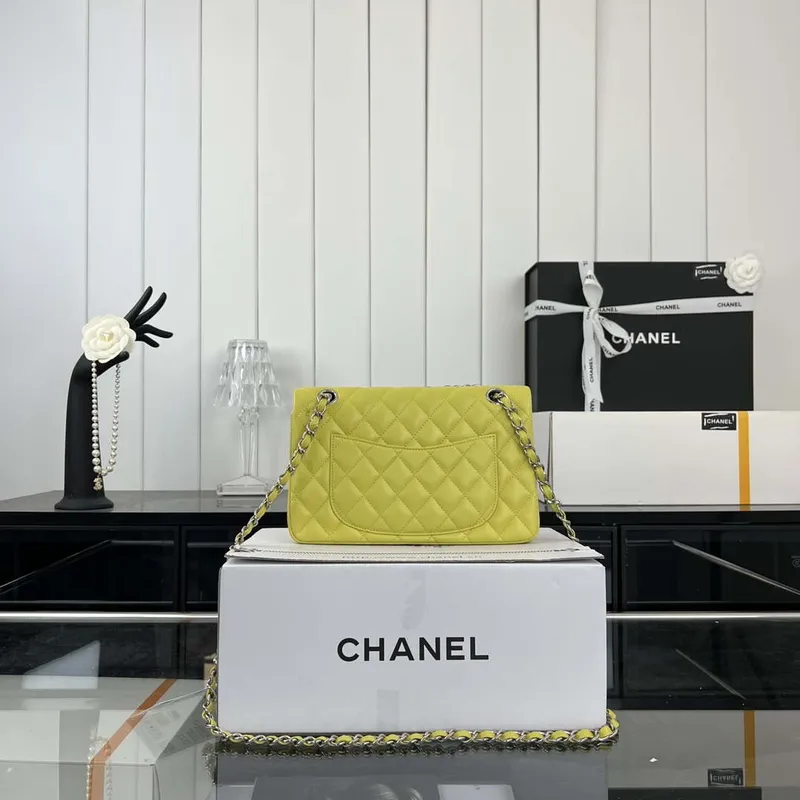 Chanel A01117 Flap Handbag Classic Bag Lemon Yellow Lambskin