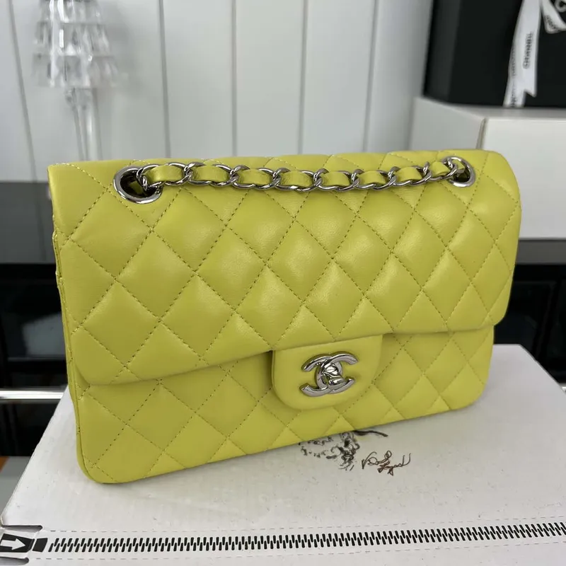 Chanel A01117 Flap Handbag Classic Bag Lemon Yellow Lambskin