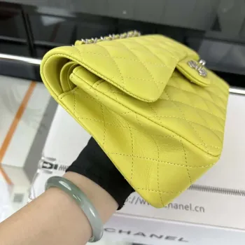 Chanel A01117 Flap Handbag Classic Bag Lemon Yellow Lambskin