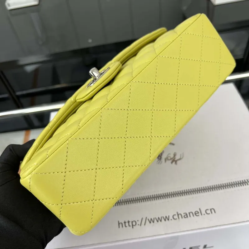 Chanel A01117 Flap Handbag Classic Bag Lemon Yellow Lambskin