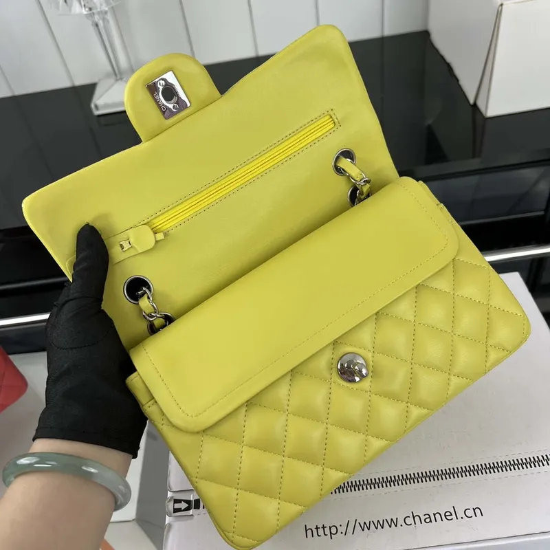 Chanel A01117 Flap Handbag Classic Bag Lemon Yellow Lambskin