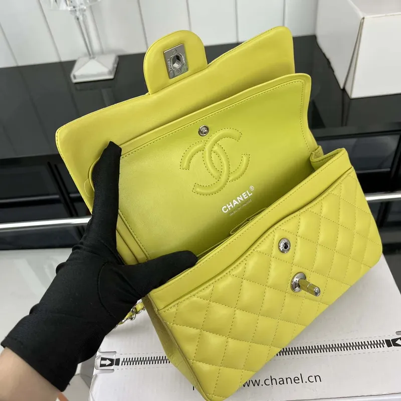 Chanel A01117 Flap Handbag Classic Bag Lemon Yellow Lambskin