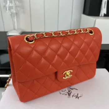 Chanel A01117 Flap Handbag Classic Bag Orange Lambskin