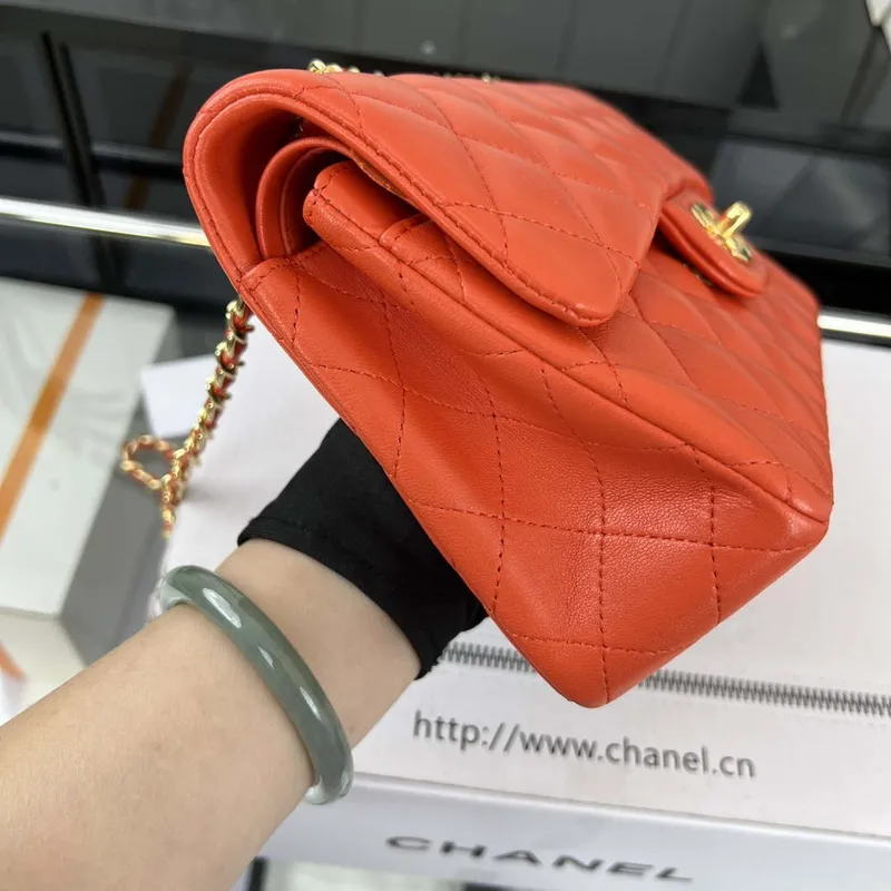 Chanel A01117 Flap Handbag Classic Bag Orange Lambskin