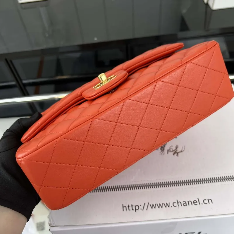 Chanel A01117 Flap Handbag Classic Bag Orange Lambskin
