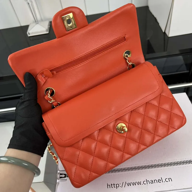 Chanel A01117 Flap Handbag Classic Bag Orange Lambskin