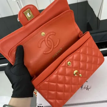 Chanel A01117 Flap Handbag Classic Bag Orange Lambskin