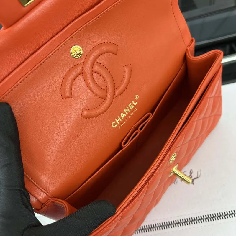 Chanel A01117 Flap Handbag Classic Bag Orange Lambskin
