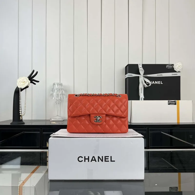 Chanel A01117 Flap Handbag Classic Bag Orange Lambskin