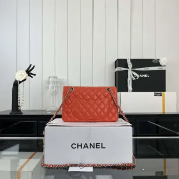 Chanel A01117 Flap Handbag Classic Bag Orange Lambskin