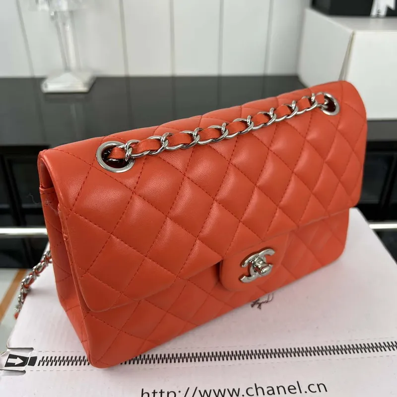 Chanel A01117 Flap Handbag Classic Bag Orange Lambskin