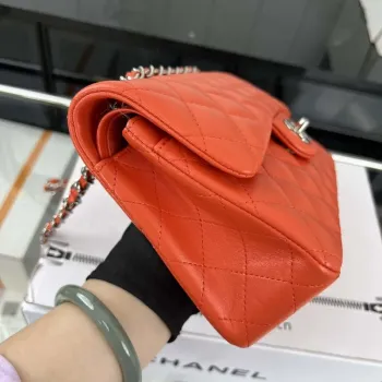 Chanel A01117 Flap Handbag Classic Bag Orange Lambskin