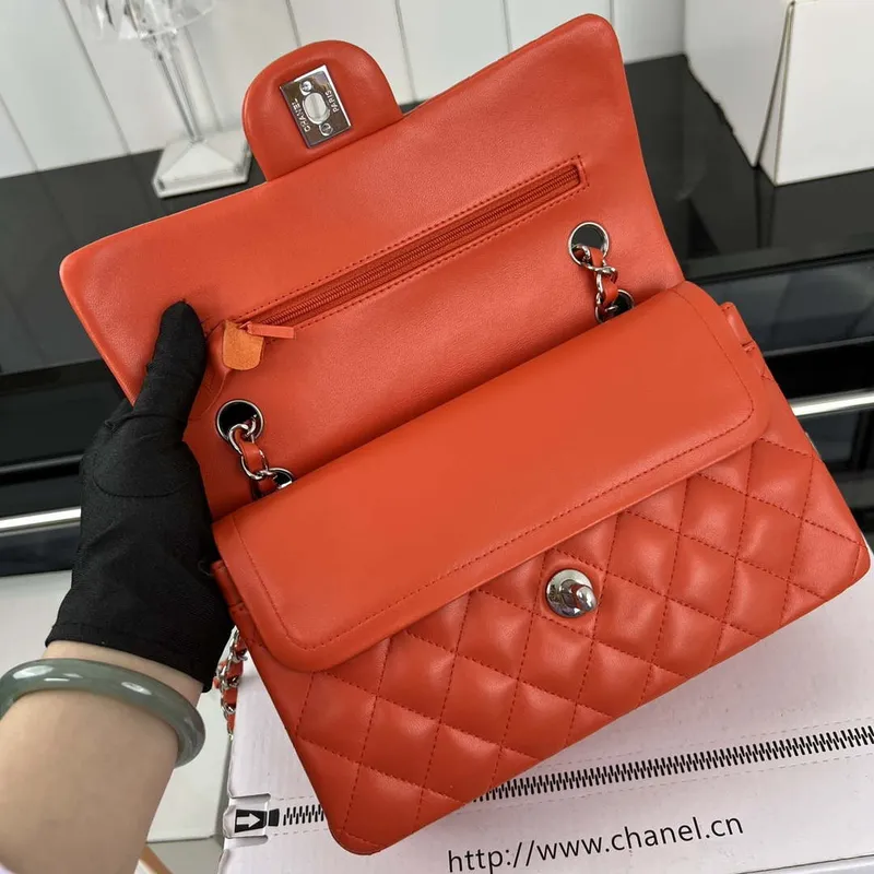 Chanel A01117 Flap Handbag Classic Bag Orange Lambskin