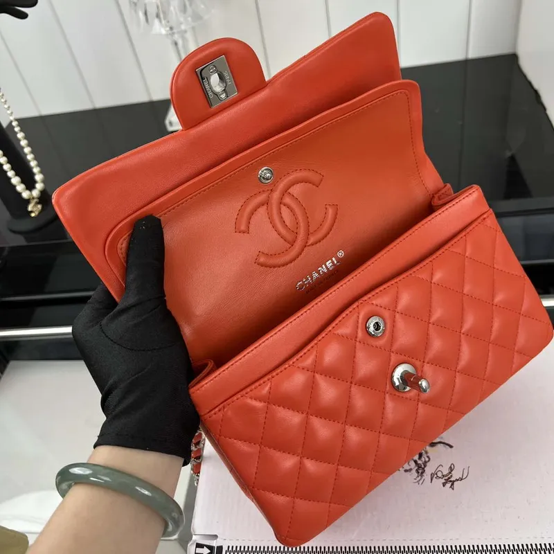 Chanel A01117 Flap Handbag Classic Bag Orange Lambskin
