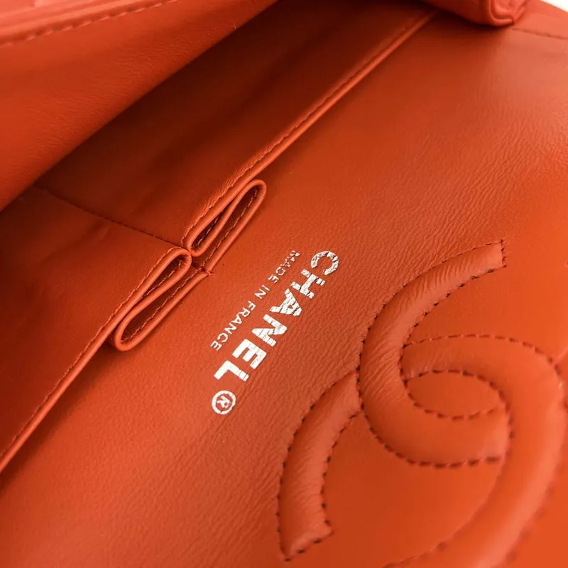 Chanel A01117 Flap Handbag Classic Bag Orange Lambskin