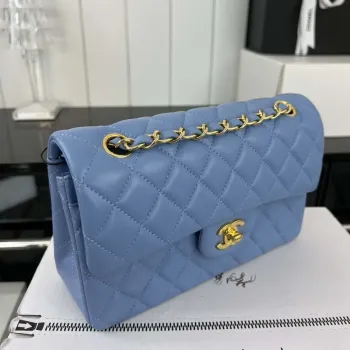 Chanel A01117 Flap Handbag Classic Bag Blue Lambskin