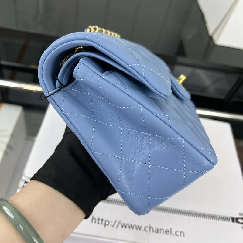 Chanel A01117 Flap Handbag Classic Bag Blue Lambskin