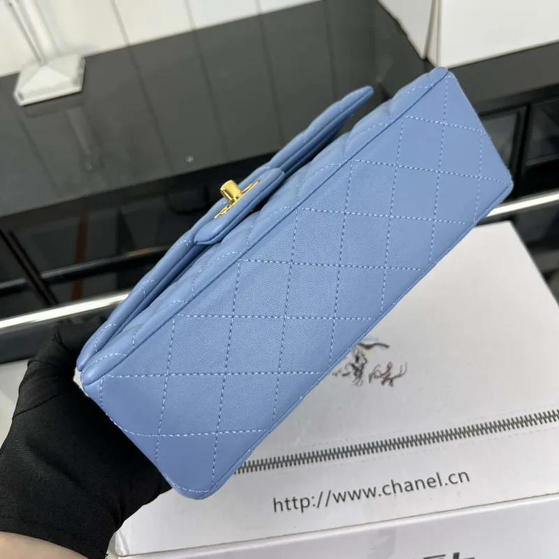 Chanel A01117 Flap Handbag Classic Bag Blue Lambskin