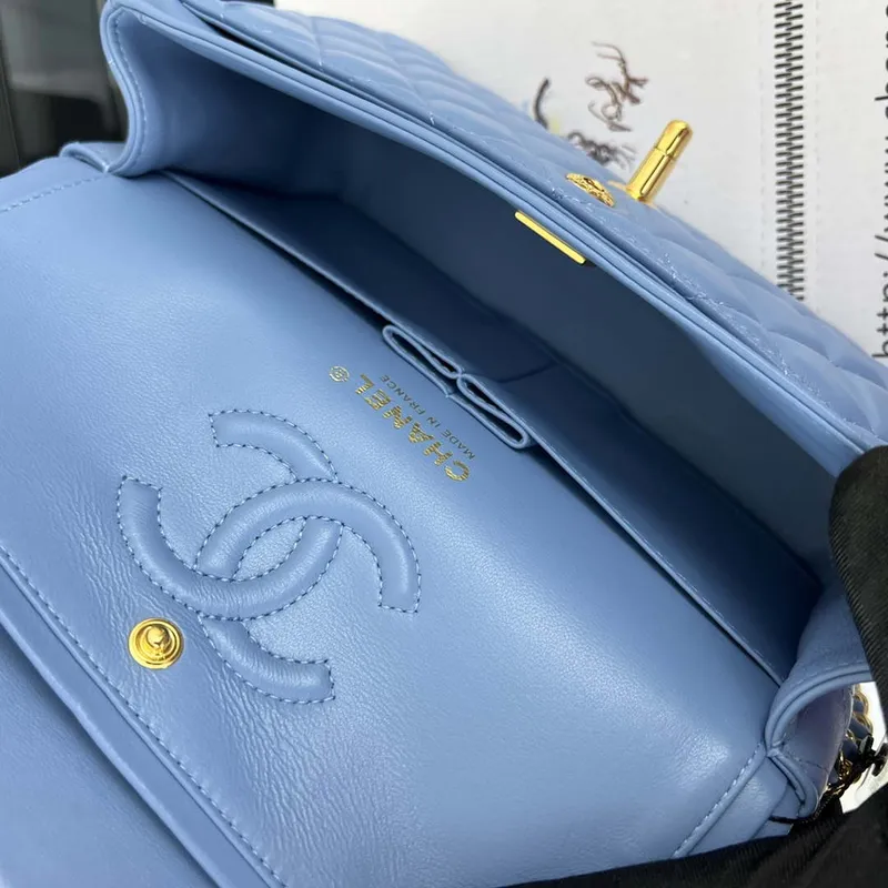 Chanel A01117 Flap Handbag Classic Bag Blue Lambskin