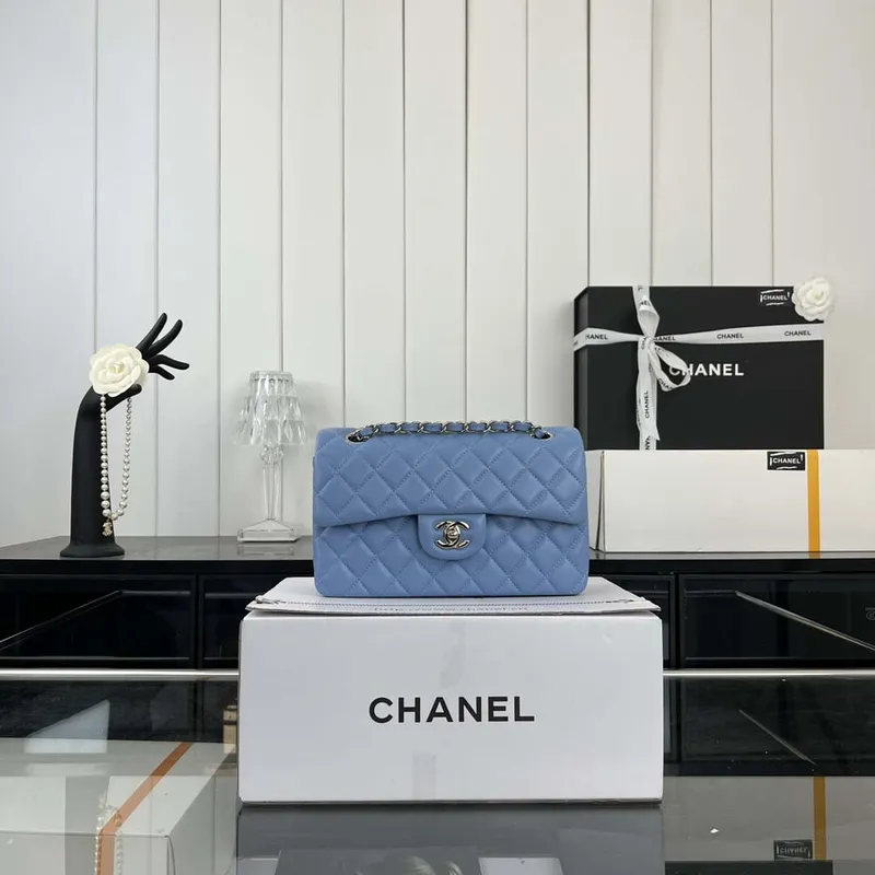 Chanel A01117 Flap Handbag Classic Bag Blue Lambskin