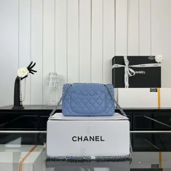 Chanel A01117 Flap Handbag Classic Bag Blue Lambskin