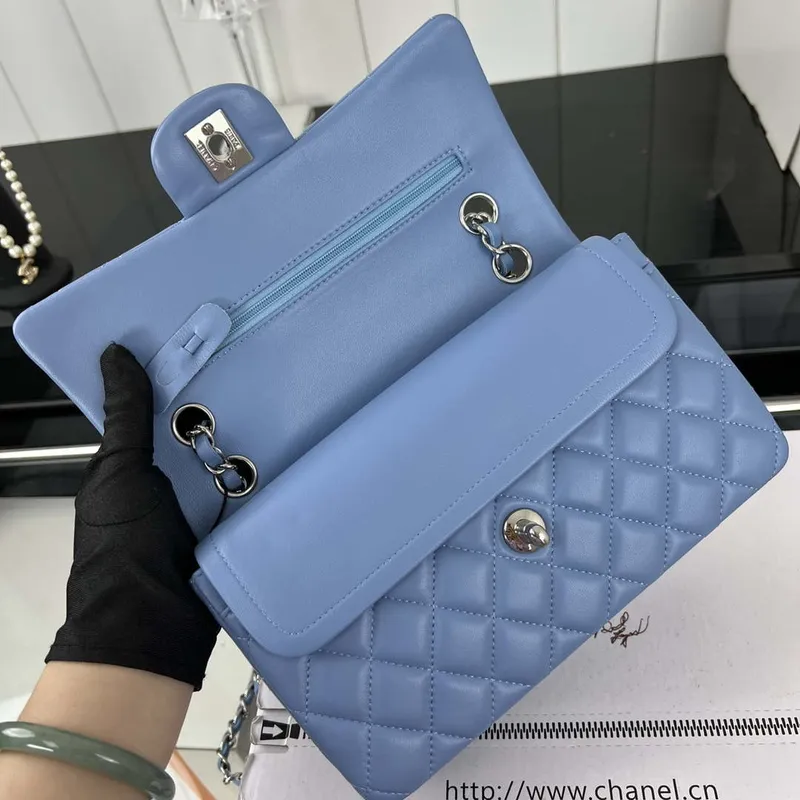 Chanel A01117 Flap Handbag Classic Bag Blue Lambskin