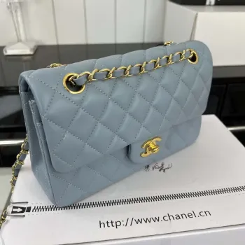 Chanel A01117 Flap Handbag Classic Bag Ligth Blue Lambskin