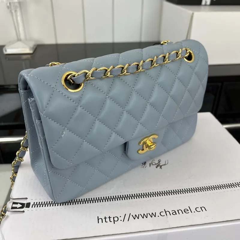 Chanel A01117 Flap Handbag Classic Bag Ligth Blue Lambskin