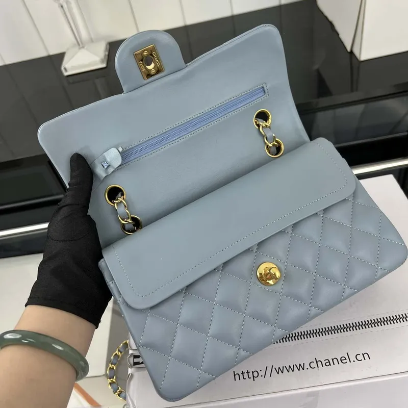 Chanel A01117 Flap Handbag Classic Bag Ligth Blue Lambskin