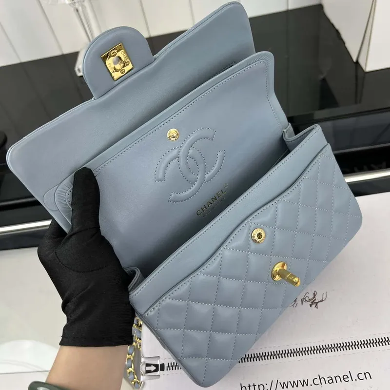 Chanel A01117 Flap Handbag Classic Bag Ligth Blue Lambskin