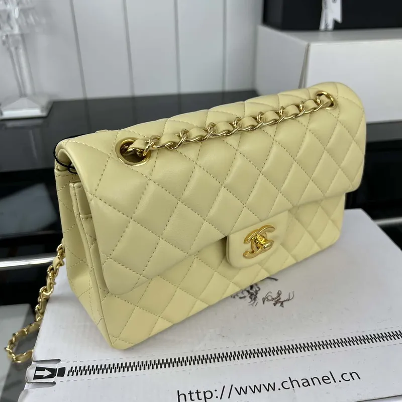 Chanel A01117 Flap Handbag Classic Bag Light Yellow Lambskin