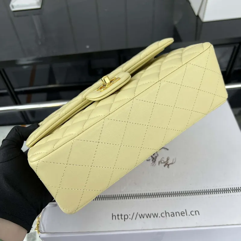 Chanel A01117 Flap Handbag Classic Bag Light Yellow Lambskin