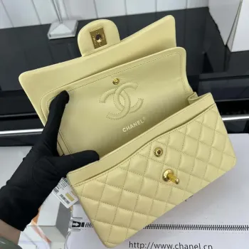 Chanel A01117 Flap Handbag Classic Bag Light Yellow Lambskin