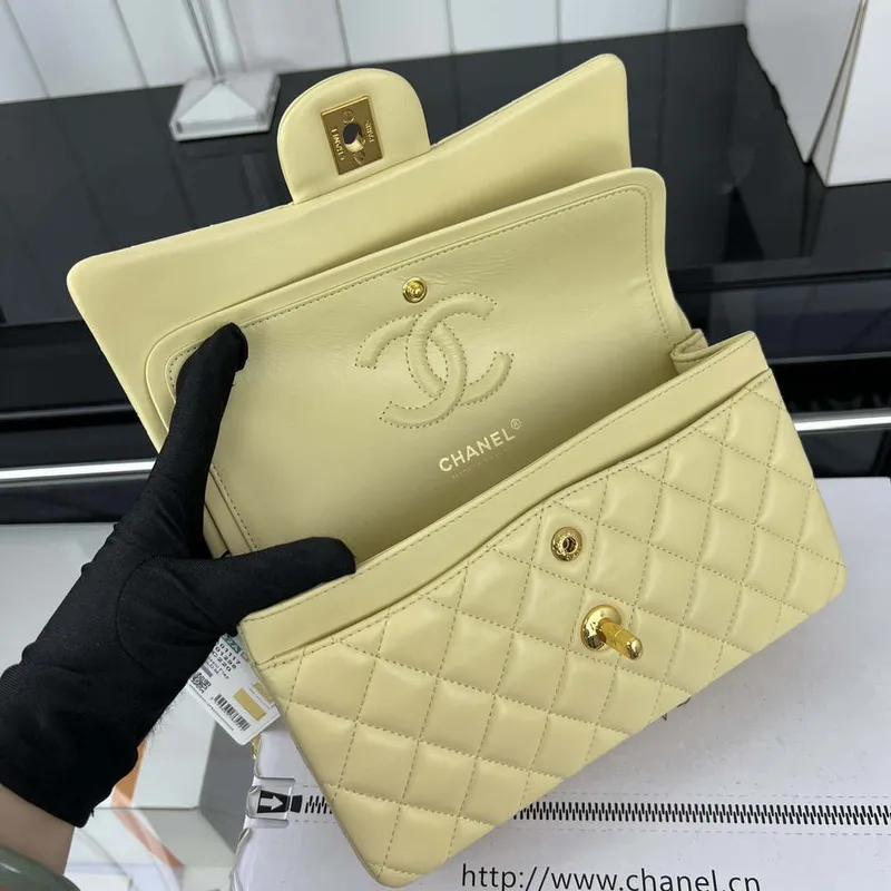Chanel A01117 Flap Handbag Classic Bag Light Yellow Lambskin