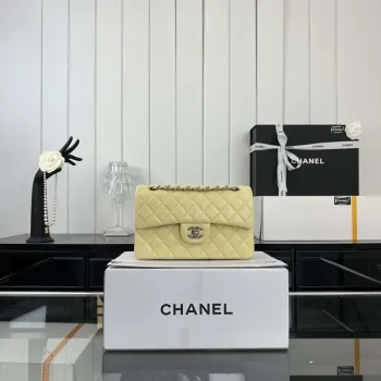 Chanel A01117 Flap Handbag Classic Bag Light Yellow Lambskin